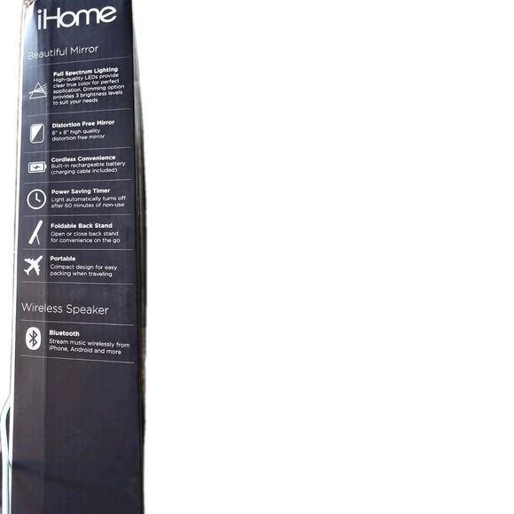 IHome portable rechargeable lighted Vanity Speaker mirror Bluetooth Audiospeaker - Picture 3 of 5